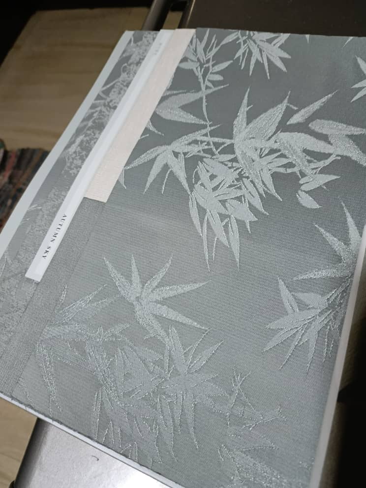 Sophisticated sage with silver bamboo motifs